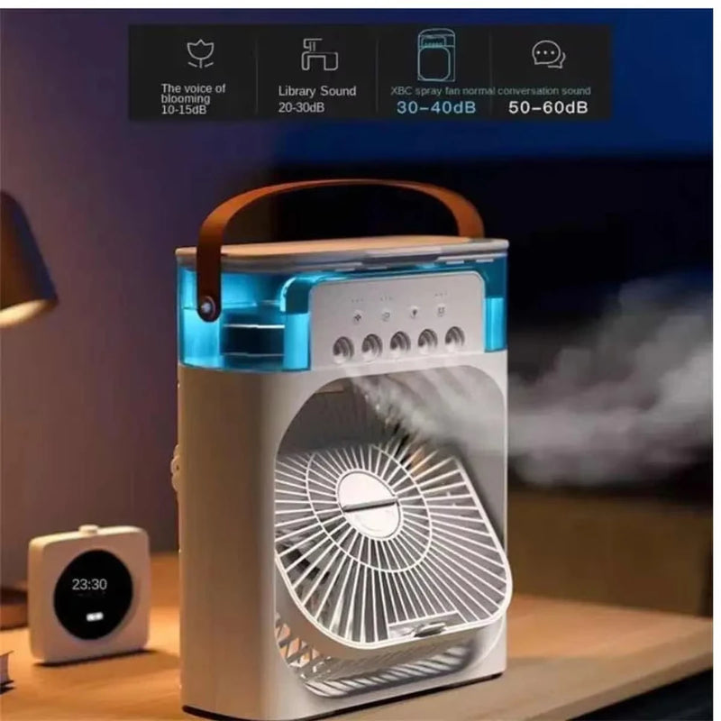 Portátil 3 em 1 ventilador ar condicionado doméstico pequeno refrigerador de ar led luzes da noite umidificador